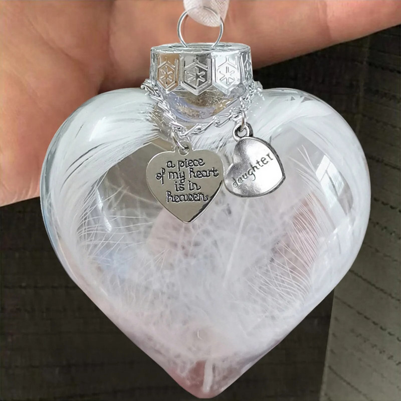 Oblik srca od perja - komadić mog srca je u težini Memorijalni ukras Srce od perja Tatin spomen privjesak Ukrasi u obliku kapi