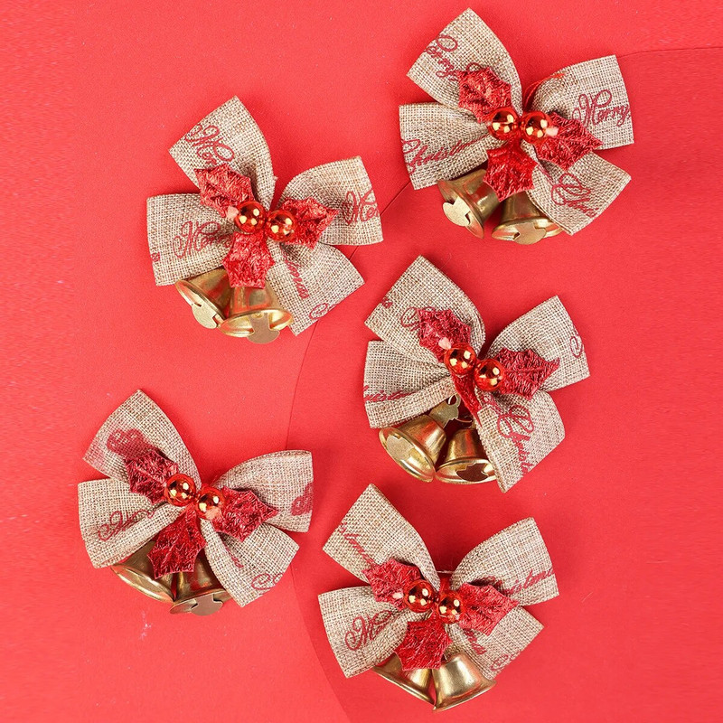 Božićna ukrasna mašna Božićno drvce ukrašeno zvončićima, božićno zamatanje poklona mašna novog stila