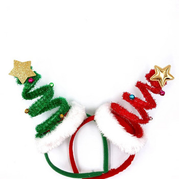 Коледна елха лента за глава Red Green Xmas Tree Пролетна лента за коса Merry Christmas Decor Kids Noel Gift Natal Navidad Честита Нова Година