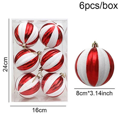 6kom/set galvanizirana božićna kuglica od 8 cm, viseći ukras, božićni ukrasi za dom Navidad, privjesak za božićno drvce, Nova godina 2024.