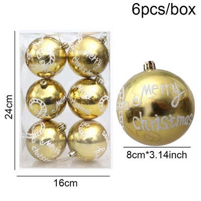 6kom/set galvanizirana božićna kuglica od 8 cm, viseći ukras, božićni ukrasi za dom Navidad, privjesak za božićno drvce, Nova godina 2024.