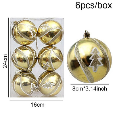 6kom/set galvanizirana božićna kuglica od 8 cm, viseći ukras, božićni ukrasi za dom Navidad, privjesak za božićno drvce, Nova godina 2024.