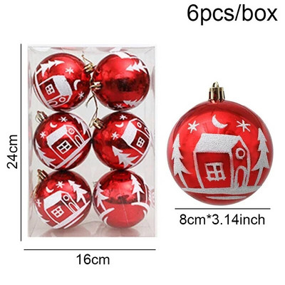 6kom/set galvanizirana božićna kuglica od 8 cm, viseći ukras, božićni ukrasi za dom Navidad, privjesak za božićno drvce, Nova godina 2024.