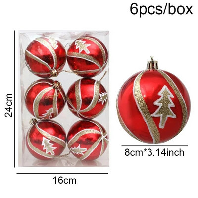 6kom/set galvanizirana božićna kuglica od 8 cm, viseći ukras, božićni ukrasi za dom Navidad, privjesak za božićno drvce, Nova godina 2024.