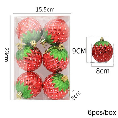 6kom/set galvanizirana božićna kuglica od 8 cm, viseći ukras, božićni ukrasi za dom Navidad, privjesak za božićno drvce, Nova godina 2024.