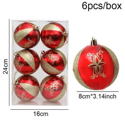 6kom/set galvanizirana božićna kuglica od 8 cm, viseći ukras, božićni ukrasi za dom Navidad, privjesak za božićno drvce, Nova godina 2024.