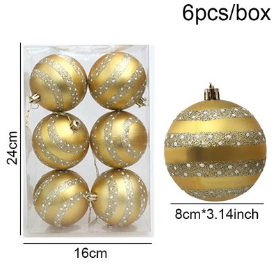 6kom/set galvanizirana božićna kuglica od 8 cm, viseći ukras, božićni ukrasi za dom Navidad, privjesak za božićno drvce, Nova godina 2024.