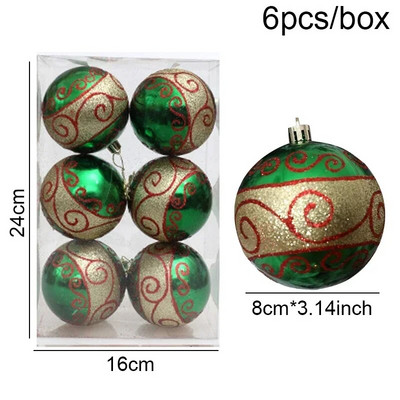 6kom/set galvanizirana božićna kuglica od 8 cm, viseći ukras, božićni ukrasi za dom Navidad, privjesak za božićno drvce, Nova godina 2024.