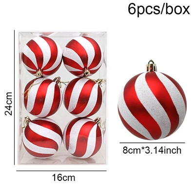 6kom/set galvanizirana božićna kuglica od 8 cm, viseći ukras, božićni ukrasi za dom Navidad, privjesak za božićno drvce, Nova godina 2024.
