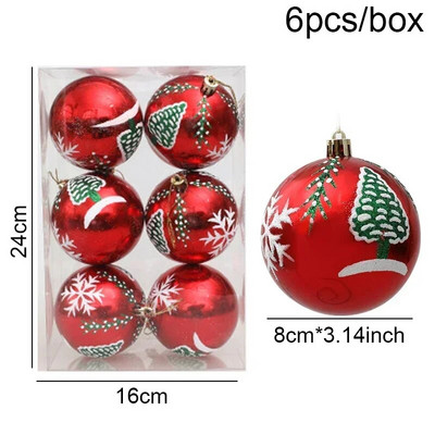 6kom/set galvanizirana božićna kuglica od 8 cm, viseći ukras, božićni ukrasi za dom Navidad, privjesak za božićno drvce, Nova godina 2024.