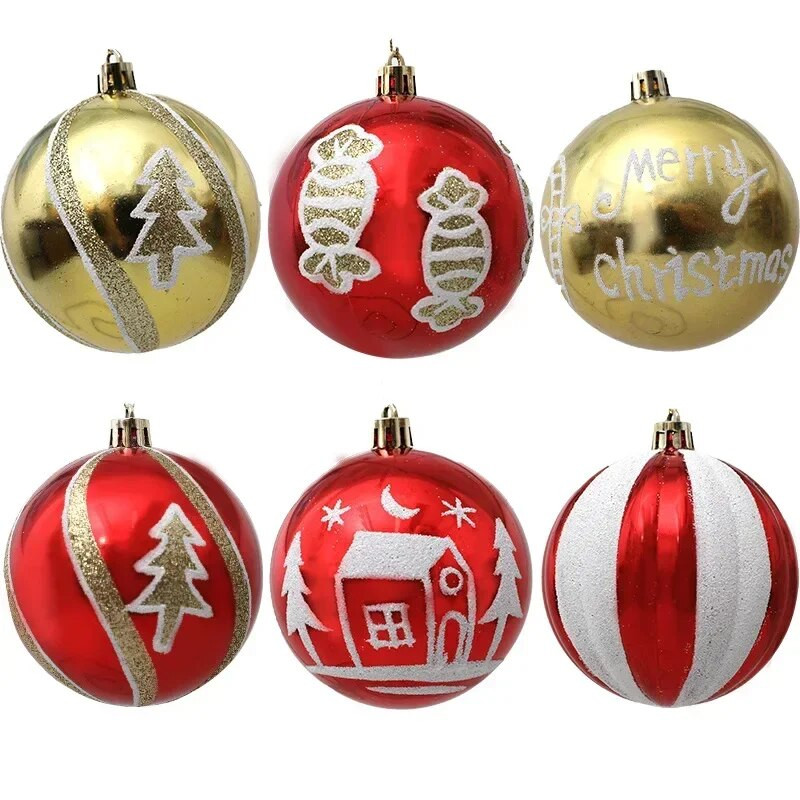 6kom/set galvanizirana božićna kuglica od 8 cm, viseći ukras, božićni ukrasi za dom Navidad, privjesak za božićno drvce, Nova godina 2024.