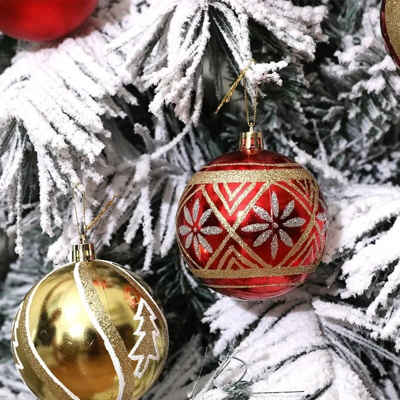 6kom/set galvanizirana božićna kuglica od 8 cm, viseći ukras, božićni ukrasi za dom Navidad, privjesak za božićno drvce, Nova godina 2024.