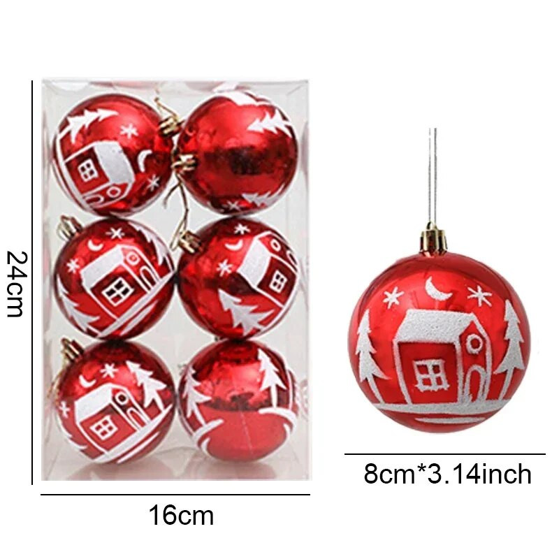 6kom/set galvanizirana božićna kuglica od 8 cm, viseći ukras, božićni ukrasi za dom Navidad, privjesak za božićno drvce, Nova godina 2024.