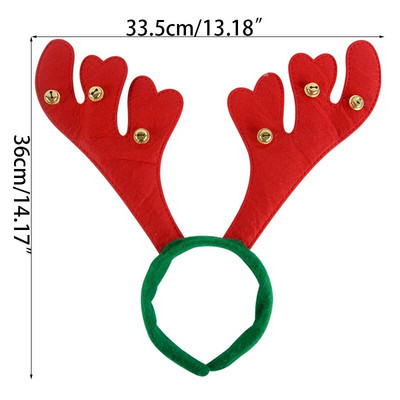 1 gab Ziemassvētku galvassegas Ziemassvētku aļņu ragu matu lente bērniem Ziemassvētku rotājums Jaunais gads 2024 Matu aksesuāri Noela Navidada dāvana