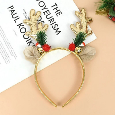 1 gab Ziemassvētku galvassegas Ziemassvētku aļņu ragu matu lente bērniem Ziemassvētku rotājums Jaunais gads 2024 Matu aksesuāri Noela Navidada dāvana