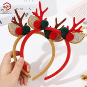 Božićna traka za glavu Sobovi rogovi Cvijet od roga Traka za kosu Kopča Pokrivala za glavu za djecu Odrasle Nova godina Navidad Party Noć vještica Cosplay