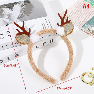 Božićna traka za glavu Sobovi rogovi Cvijet od roga Traka za kosu Kopča Pokrivala za glavu za djecu Odrasle Nova godina Navidad Party Noć vještica Cosplay