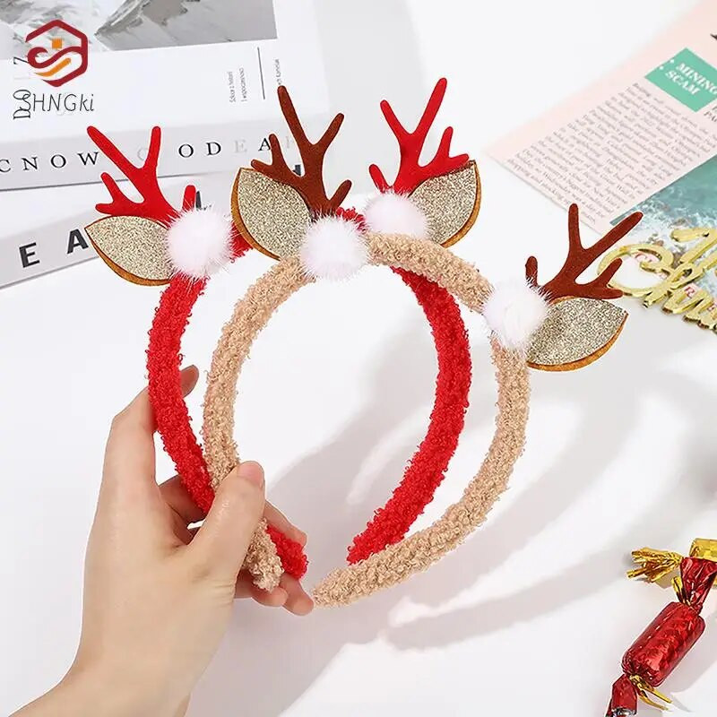 Božićna traka za glavu Sobovi rogovi Cvijet od roga Traka za kosu Kopča Pokrivala za glavu za djecu Odrasle Nova godina Navidad Party Noć vještica Cosplay