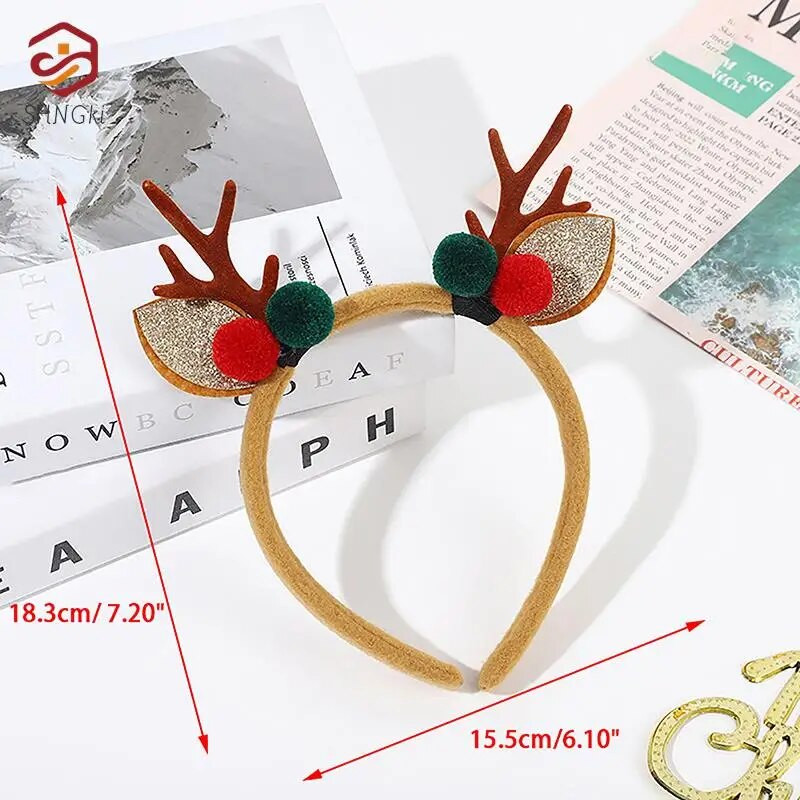 Božićna traka za glavu Sobovi rogovi Cvijet od roga Traka za kosu Kopča Pokrivala za glavu za djecu Odrasle Nova godina Navidad Party Noć vještica Cosplay
