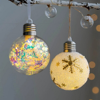 Коледна топка Светлинен низ Коледна топка снежинка Светлина Коледна топка Светлина Коледна елха Декоративна топка Новогодишен декор за дома