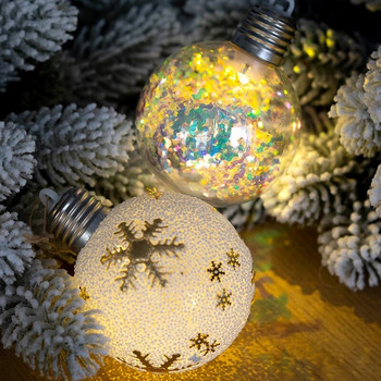 Коледна топка Светлинен низ Коледна топка снежинка Светлина Коледна топка Светлина Коледна елха Декоративна топка Новогодишен декор за дома
