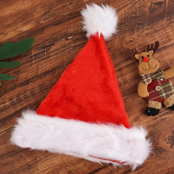 Плюшени шапки на Дядо Коледа Весела Коледа Червени Черни Удебелени Топли пухкави шапки Възрастни Деца Подарък Новогодишен Фестивал Парти Декорация Консумативи