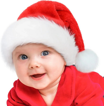 Λούτρινα καπέλα Άγιου Βασίλη Καλά Χριστούγεννα Κόκκινο Μαύρο Παχύ Ζεστά Αφράτα Καπέλα Δώρο για Ενήλικες Παιδιά Προμήθειες διακόσμησης πάρτι για το Πρωτοχρονιάτικο Φεστιβάλ