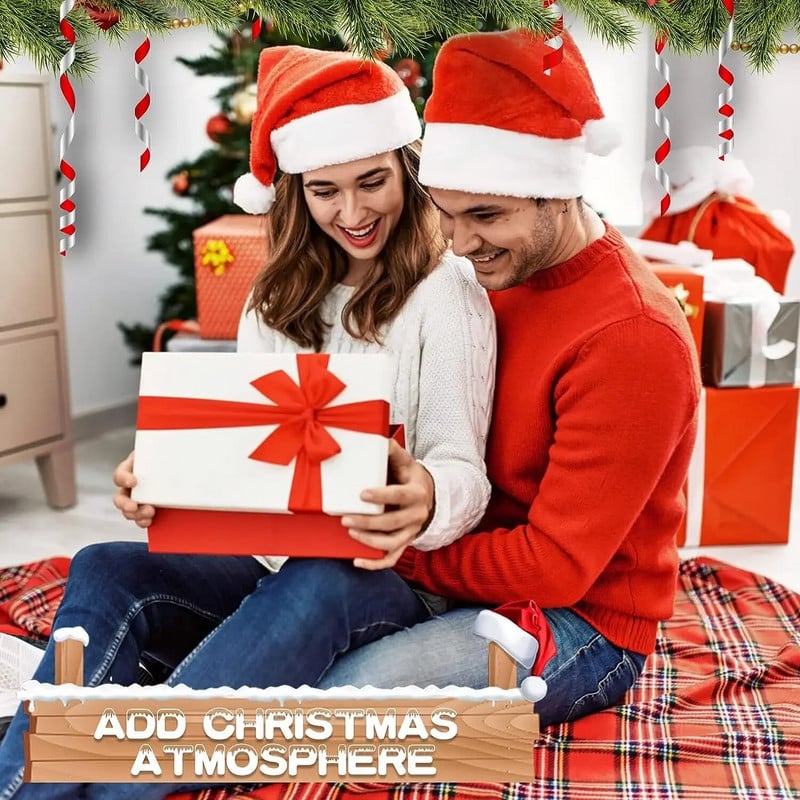 Plišane kape Djeda Mraza Sretan Božić Crvene crne zadebljane tople pahuljaste kape Pokloni za odraslu djecu Novogodišnji festival Potrepštine za dekoraciju zabava