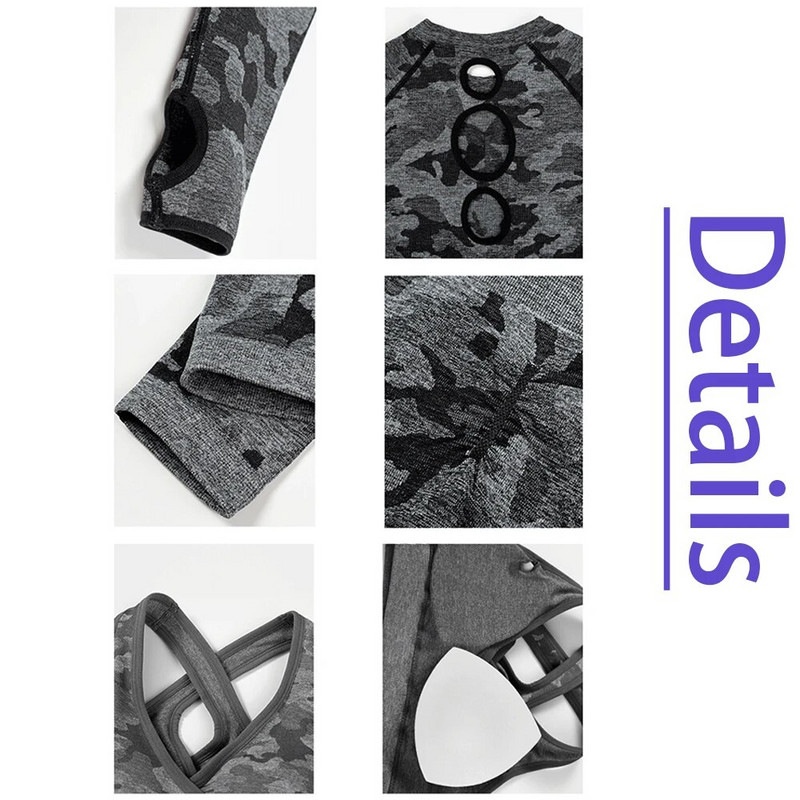 Kamuflažna odjeća za teretanu Fitness Ženski komplet za jogu Sportsko odijelo Gornji grudnjak s remenom Bešavne tajice visokog struka Tajice
