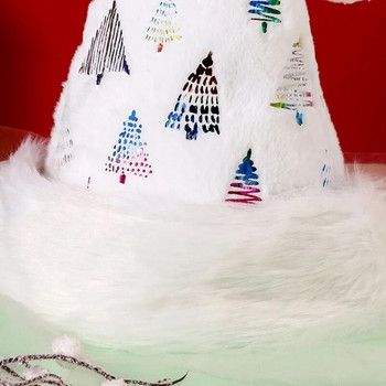 Супер мека плюшена коледна шапка Коледни консумативи Горещо щамповане Цветно малко дърво Модел Коледна украса за парти