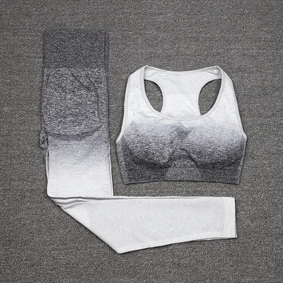 CHRLEISURE Seamless jóga szett női edzés sportruházat edzőterem Fitness Crop felső magas derekú leggings + sport melltartó sportruhák