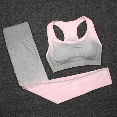 CHRLEISURE Seamless jóga szett női edzés sportruházat edzőterem Fitness Crop felső magas derekú leggings + sport melltartó sportruhák