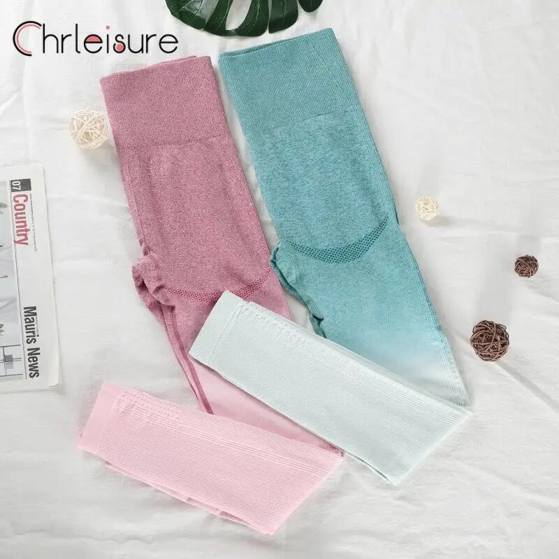 CHRLEISURE Seamless jóga szett női edzés sportruházat edzőterem Fitness Crop felső magas derekú leggings + sport melltartó sportruhák