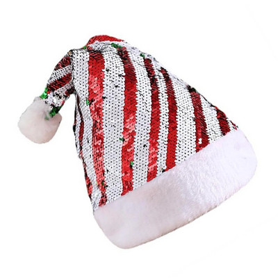 Kalėdų skrybėlė Blizganti Kalėdų Senelis Kalėdų dvipusis blizgučiais galvos apdangalas Naujiesiems metams Navidad Halloween Ornaments Stripe