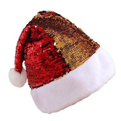 Kalėdų skrybėlė Blizganti Kalėdų Senelis Kalėdų dvipusis blizgučiais galvos apdangalas Naujiesiems metams Navidad Halloween Ornaments Stripe