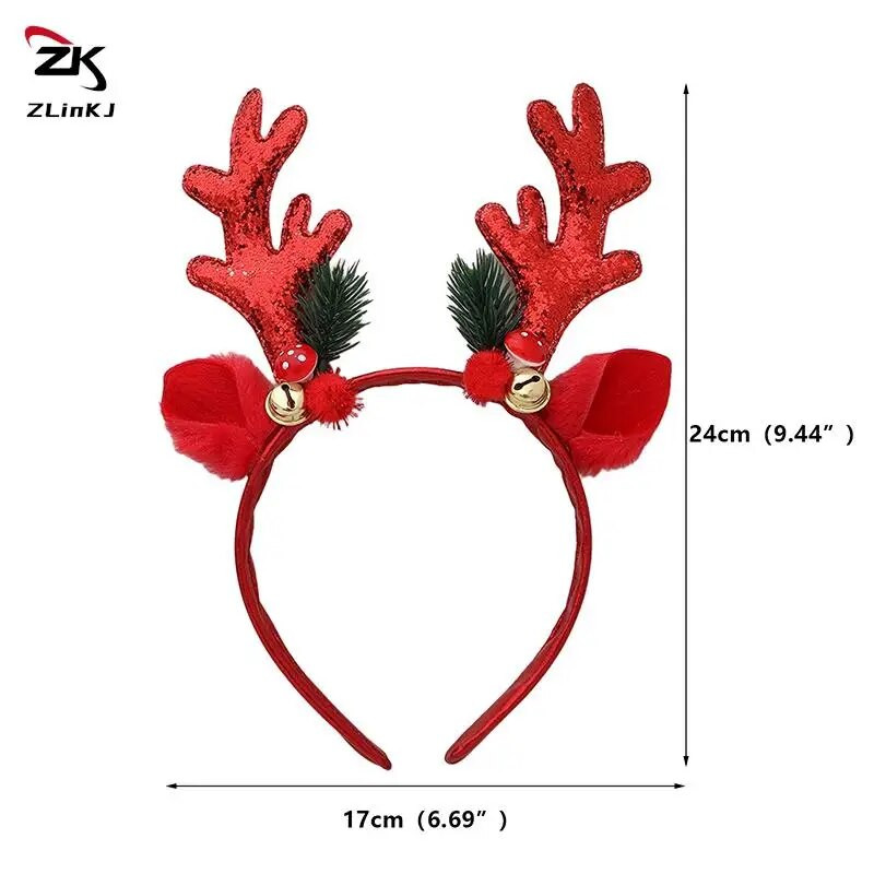 Božićni obruč za kosu Djevojčice Plišani sobovi rogovi Jelenje uho Božićna zabava Cosplay Trake za glavu Festivalski dodaci za kosu Pokloni