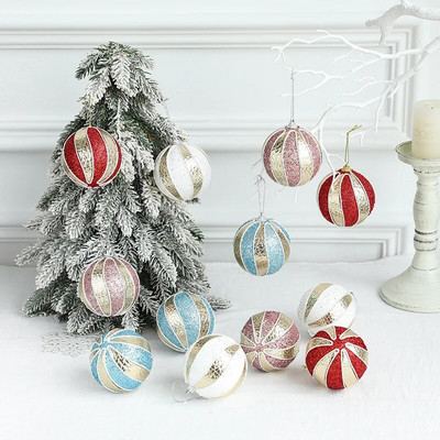 8cm jõulupall jõulupuu kaunistus rippuv värviline pall kuldtriibuline jõuludekoor palliseade jõuluehted