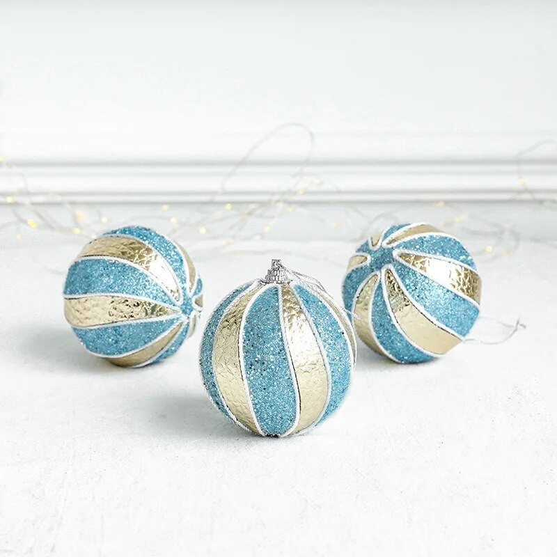 Božićna kuglica 8 cm ukras za božićno drvce viseća šarena kuglica zlatno prugasta božićna ukrasna kuglica aranžman božićni ukrasi