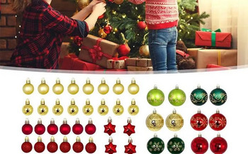 Μπάλα Χριστουγεννιάτικου Δέντρου 44 τμχ ζωγραφισμένο σε ειδικό σχήμα χαρτοκιβώτιο 3-6cm σετ Χριστουγεννιάτικα στολίδια Γιορτινό μενταγιόν μπάλα με επιμετάλλωση