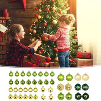 Μπάλα Χριστουγεννιάτικου Δέντρου 44 τμχ ζωγραφισμένο σε ειδικό σχήμα χαρτοκιβώτιο 3-6cm σετ Χριστουγεννιάτικα στολίδια Γιορτινό μενταγιόν μπάλα με επιμετάλλωση