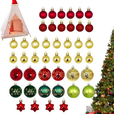 Топка за коледно дърво 44 бр. Рисуван кашон със специална форма 3-6 см комплект Коледна украса Празнична галванизирана топка Висулка