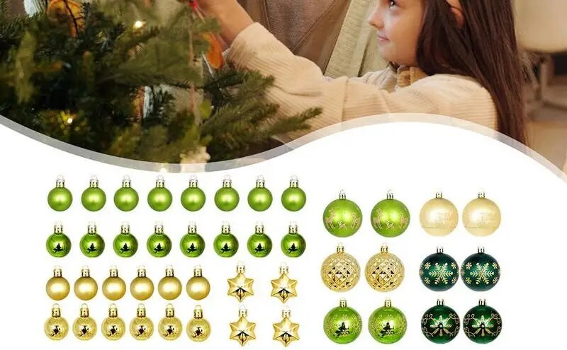 Kuglica za božićno drvce 44 komada oslikana kutija posebnog oblika 3-6 cm set božićnih ukrasa Blagdanska galvanizirana kuglica privjesak