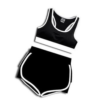 Σετ προπόνησης Γυμναστήριο Γυναικεία Αθλητικά Σετ γιόγκα Ρούχα γυμναστικής 2 τεμαχίων T-shirt για τρέξιμο Αθλητικό σουτιέν Φορέστε κολάν γιόγκα αθλητική στολή