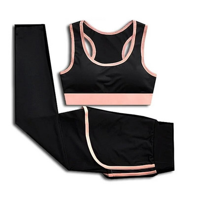 Σετ προπόνησης Γυμναστήριο Γυναικεία Αθλητικά Σετ γιόγκα Ρούχα γυμναστικής 2 τεμαχίων T-shirt για τρέξιμο Αθλητικό σουτιέν Φορέστε κολάν γιόγκα αθλητική στολή