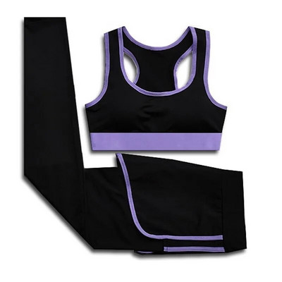 Σετ προπόνησης Γυμναστήριο Γυναικεία Αθλητικά Σετ γιόγκα Ρούχα γυμναστικής 2 τεμαχίων T-shirt για τρέξιμο Αθλητικό σουτιέν Φορέστε κολάν γιόγκα αθλητική στολή