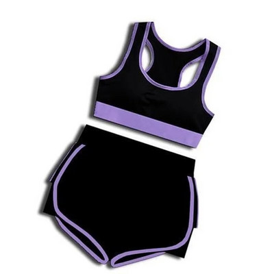 Σετ προπόνησης Γυμναστήριο Γυναικεία Αθλητικά Σετ γιόγκα Ρούχα γυμναστικής 2 τεμαχίων T-shirt για τρέξιμο Αθλητικό σουτιέν Φορέστε κολάν γιόγκα αθλητική στολή