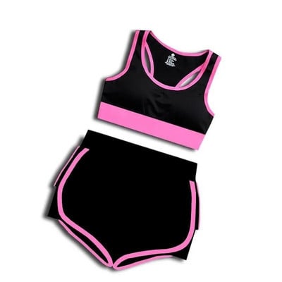 Σετ προπόνησης Γυμναστήριο Γυναικεία Αθλητικά Σετ γιόγκα Ρούχα γυμναστικής 2 τεμαχίων T-shirt για τρέξιμο Αθλητικό σουτιέν Φορέστε κολάν γιόγκα αθλητική στολή