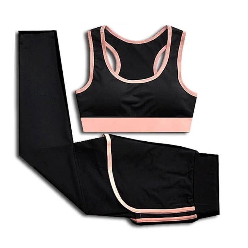 Σετ προπόνησης Γυμναστήριο Γυναικεία Αθλητικά Σετ γιόγκα Ρούχα γυμναστικής 2 τεμαχίων T-shirt για τρέξιμο Αθλητικό σουτιέν Φορέστε κολάν γιόγκα αθλητική στολή