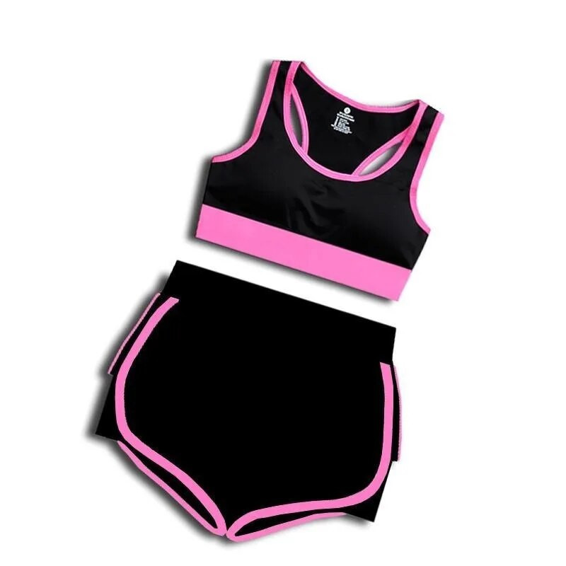 Σετ προπόνησης Γυμναστήριο Γυναικεία Αθλητικά Σετ γιόγκα Ρούχα γυμναστικής 2 τεμαχίων T-shirt για τρέξιμο Αθλητικό σουτιέν Φορέστε κολάν γιόγκα αθλητική στολή