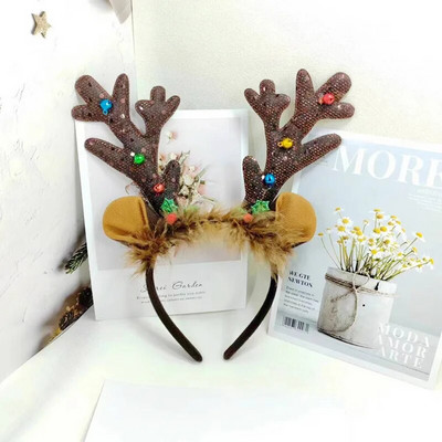 Božićna traka za kosu s jelenjim rogovima od kave Božićno zvono Trake za glavu od rogova Božićna maska Sretna Nova 2024. Sretan Božić Trake za glavu